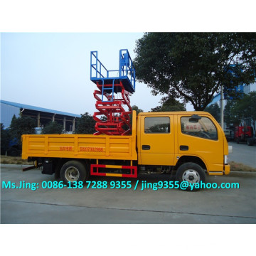 Euro IV DFAC double-row cheap light cargo truck mounted hydraulic aerial work platform 8-10M on sale